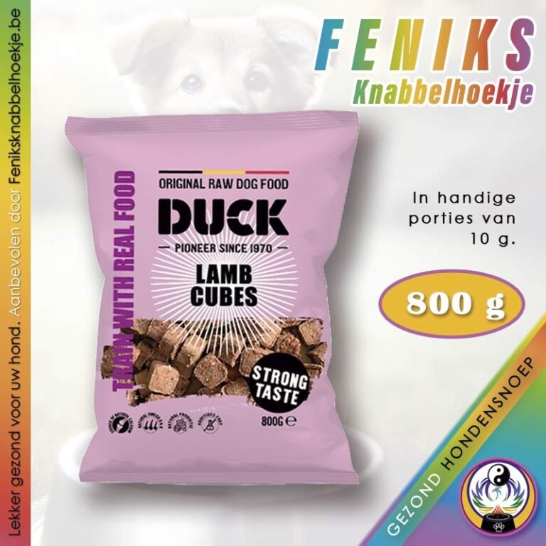 Cubes Lam hondensnack  800g, compleet hondenvoer met vers vlees, diepgvroren in handige porties van 10g.